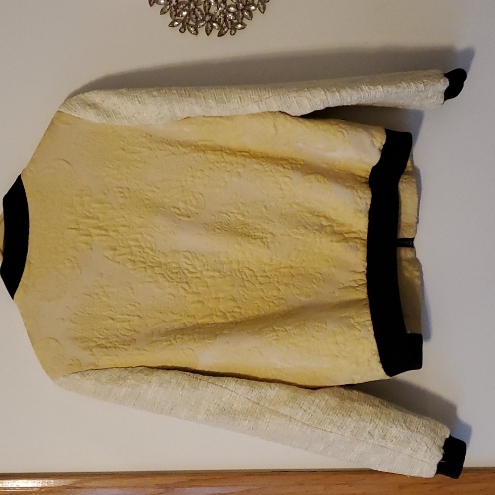 Helene Burman London Yellow Brocade Bomber Jacket - Picture 4 of 5